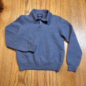 Brooks Brothers 346 100% Merino Wool Polo Sweater Kids Small Blue Long Sleeve